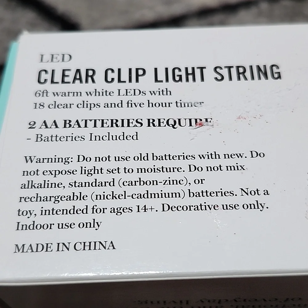 MARTHA STEWART LED 6 FT CLEAR CLIP LIGHT STRING WARM WHITE TIMER MODE